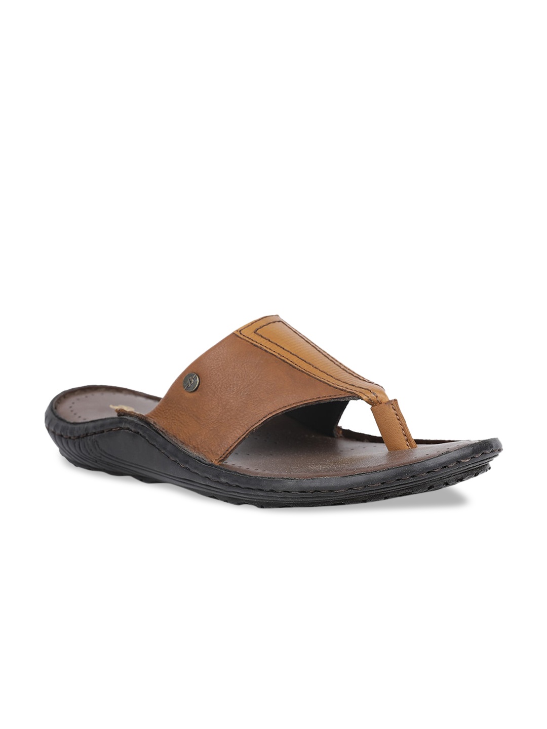 Bata Men Brown Leather Comfort Sandals