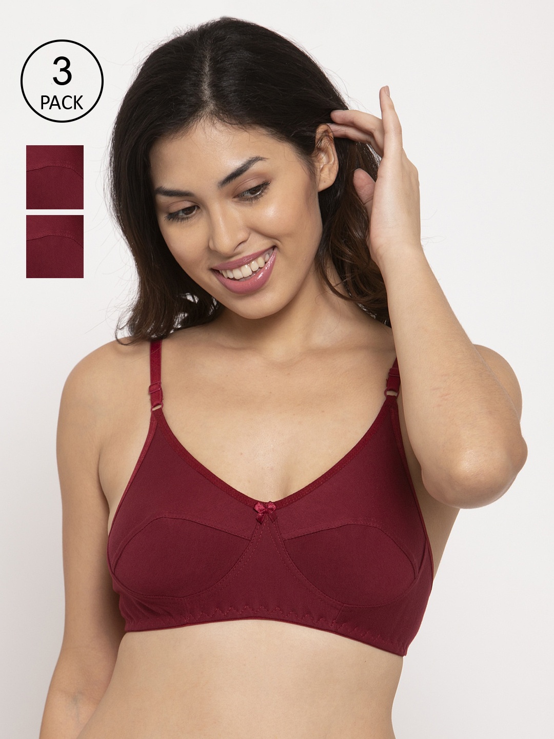 Innocence Women Pack of 3 Solid Non-Wired Non-Padded Everyday Bras BBAPLIN90571, Maroon
Innocence Women Pack of 3 Solid Non-Wired Non-Padded Everyday Bras BBAPLIN90571, Maroon