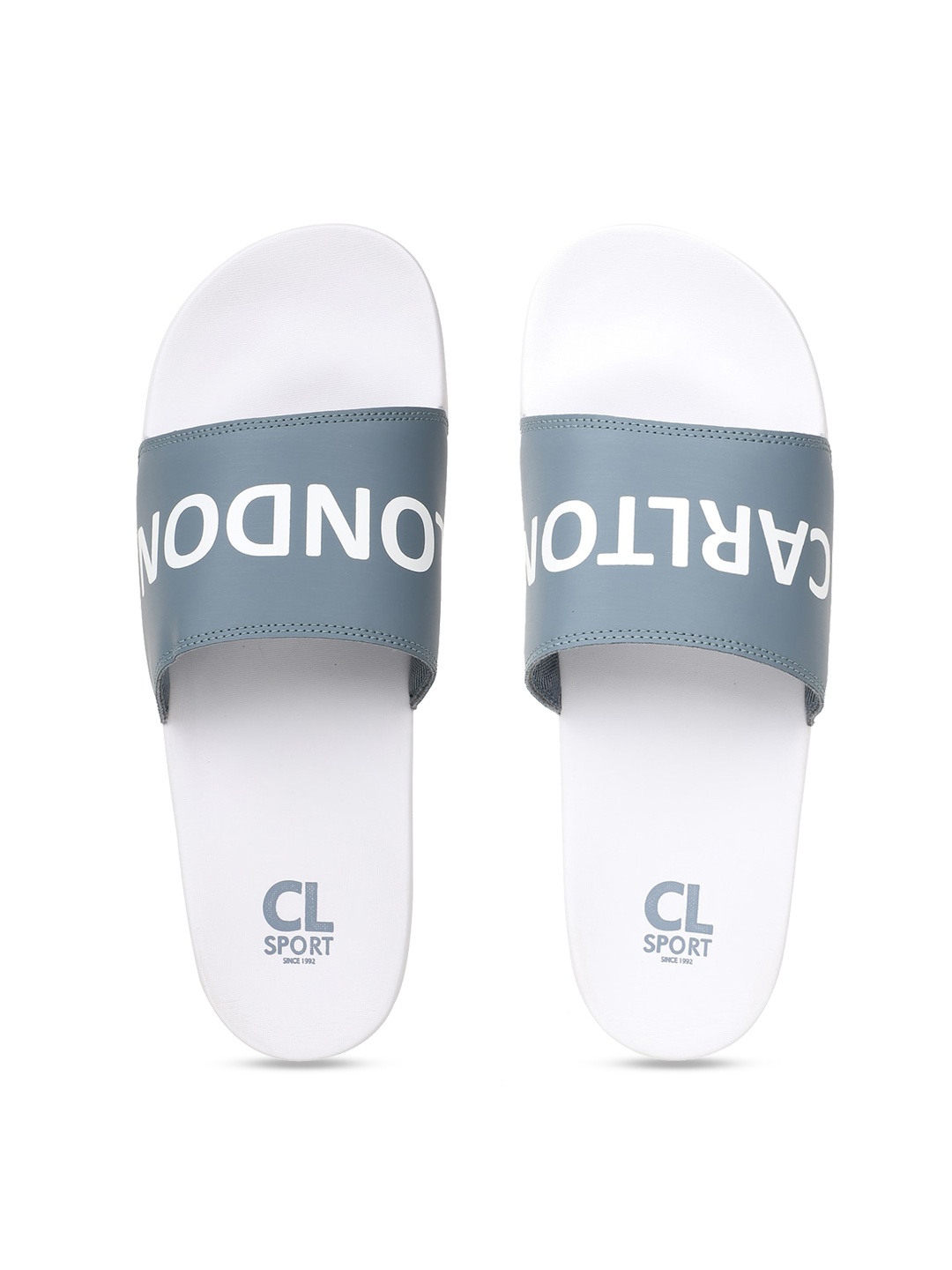 Carlton London sports Men White & Grey Printed Sliders