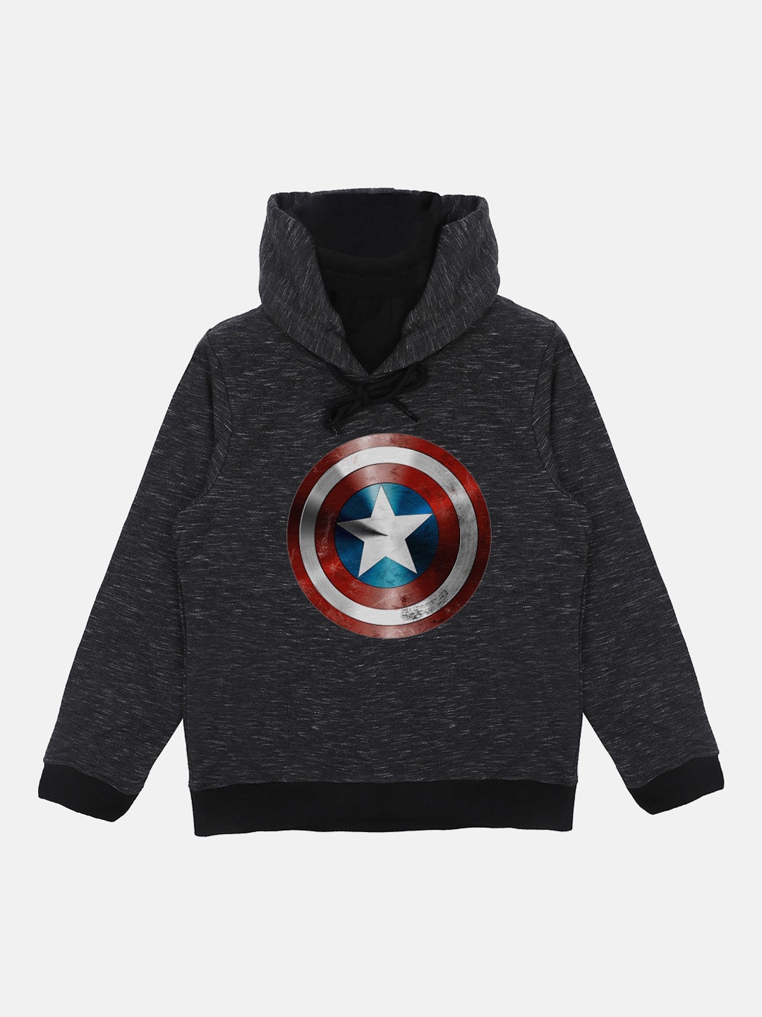 Marvel by Wear Your Mind Boys Black Printed Hooded Sweatshirt With Attached Face Cover
Marvel by Wear Your Mind Boys Black Printed Hooded Sweatshirt With Attached Face Cover