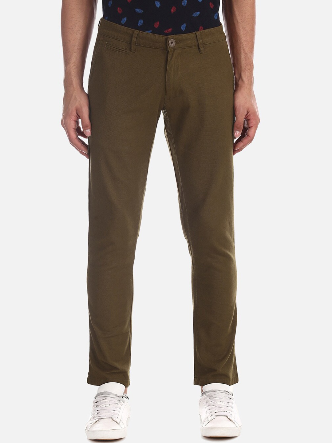 Ruggers Men Brown Tapered Fit Solid Regular Trousers