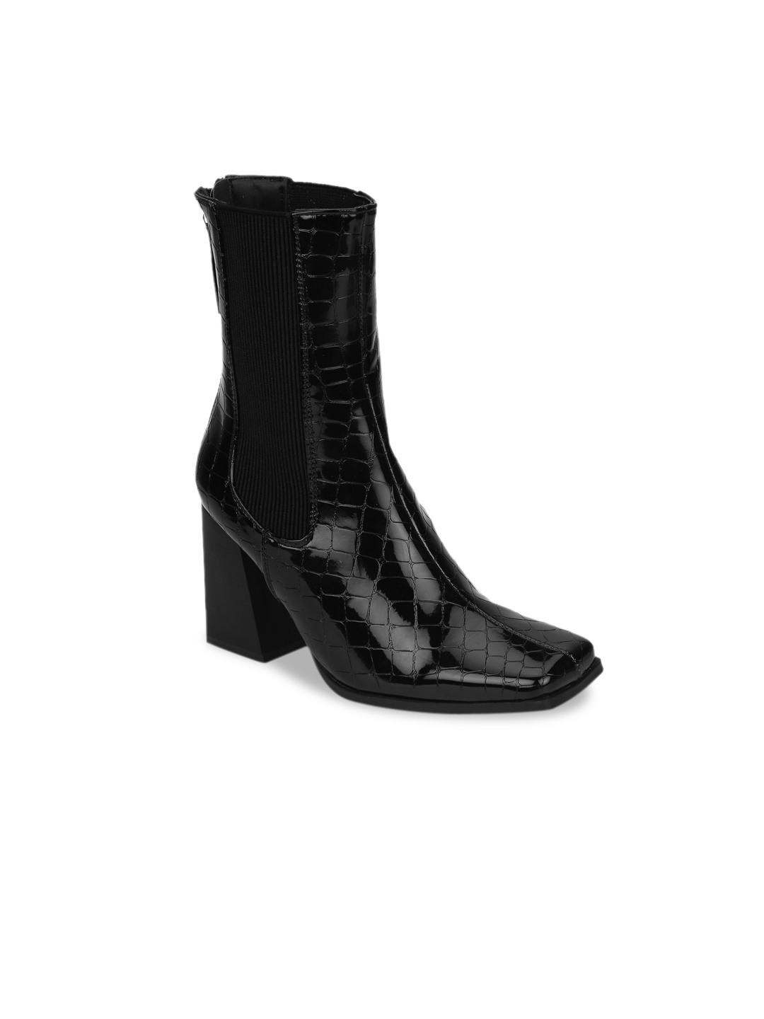 Truffle Collection Women Black Solid Heeled Boots