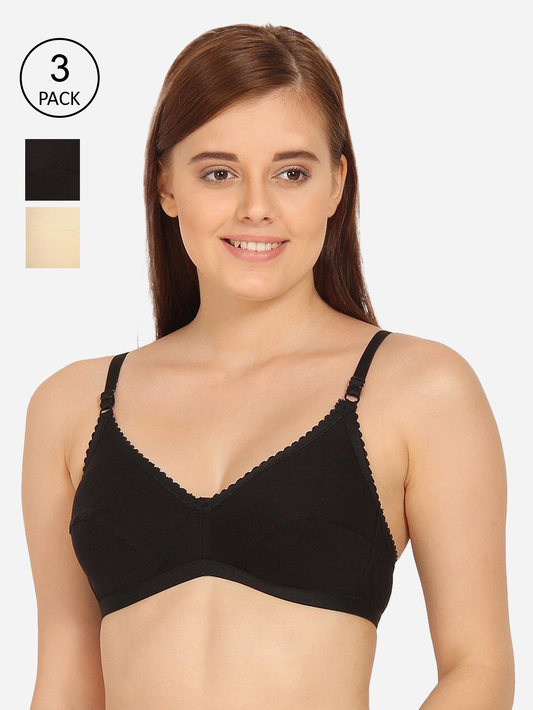 Innocence Pack Of 3 Solid Non-Wired Non Padded Everyday Bra BBAPLIN90249_28B, Black
Innocence Pack Of 3 Solid Non-Wired Non Padded Everyday Bra BBAPLIN90249_28B, Black