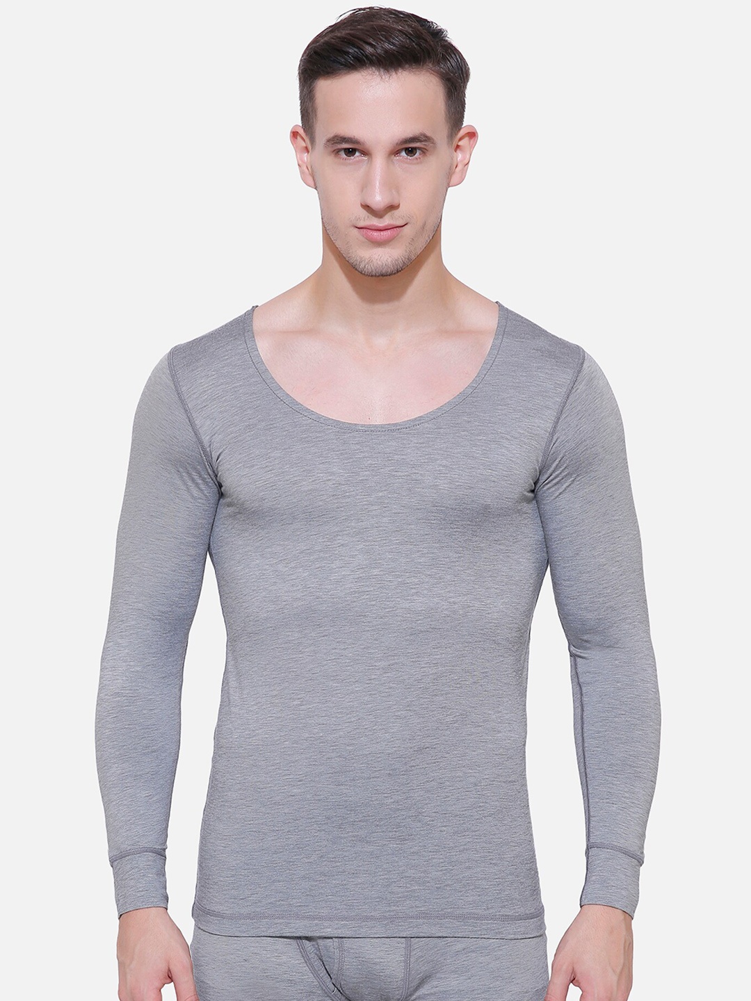 Ayaki Women Grey-Melange Solid Thermal T-shirt