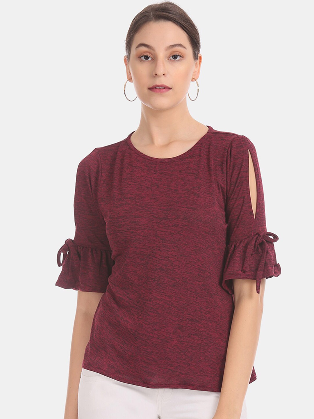 Cherokee Women Maroon Solid Top