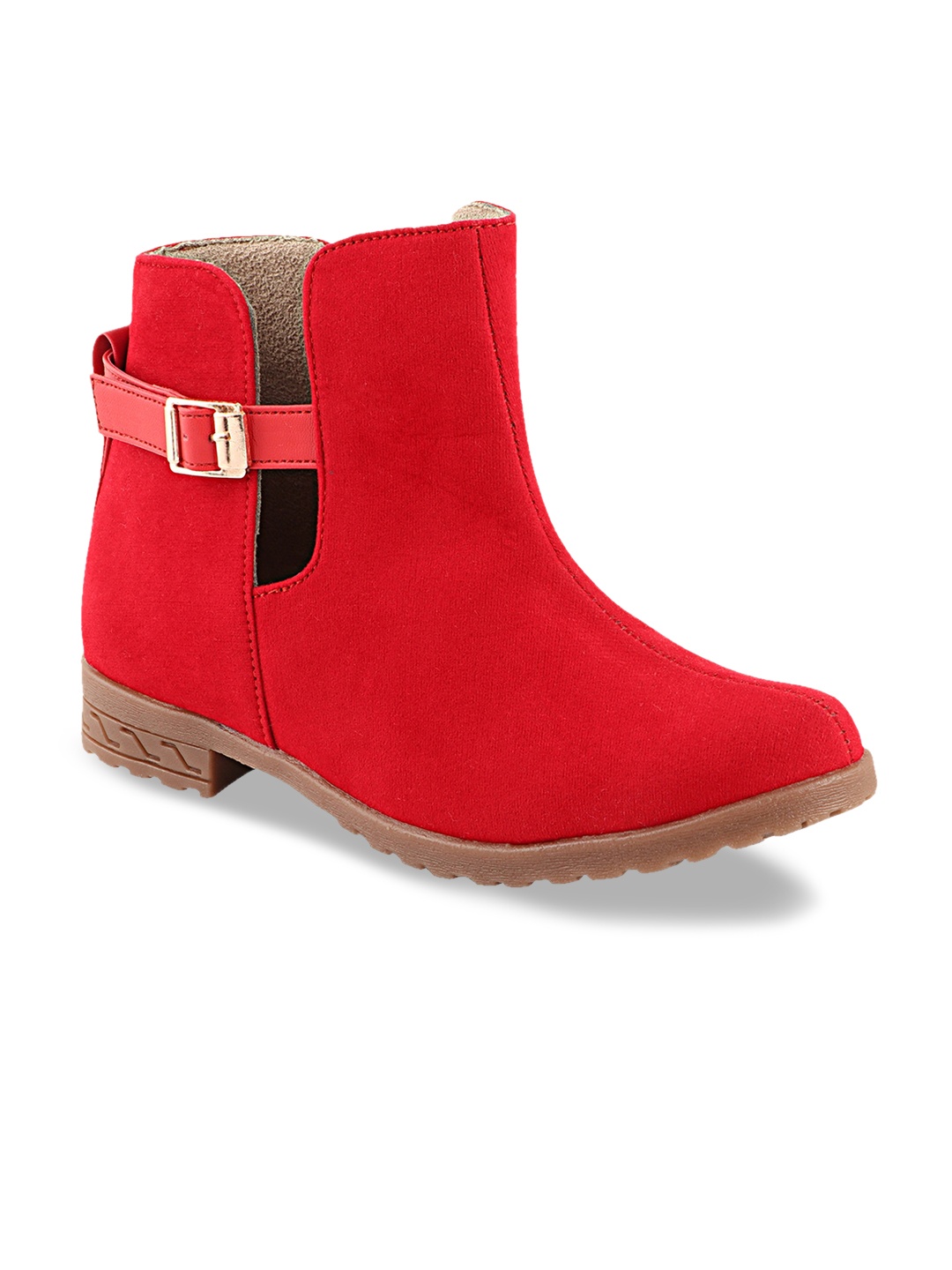 Shoetopia Women Red Solid Heeled Boots