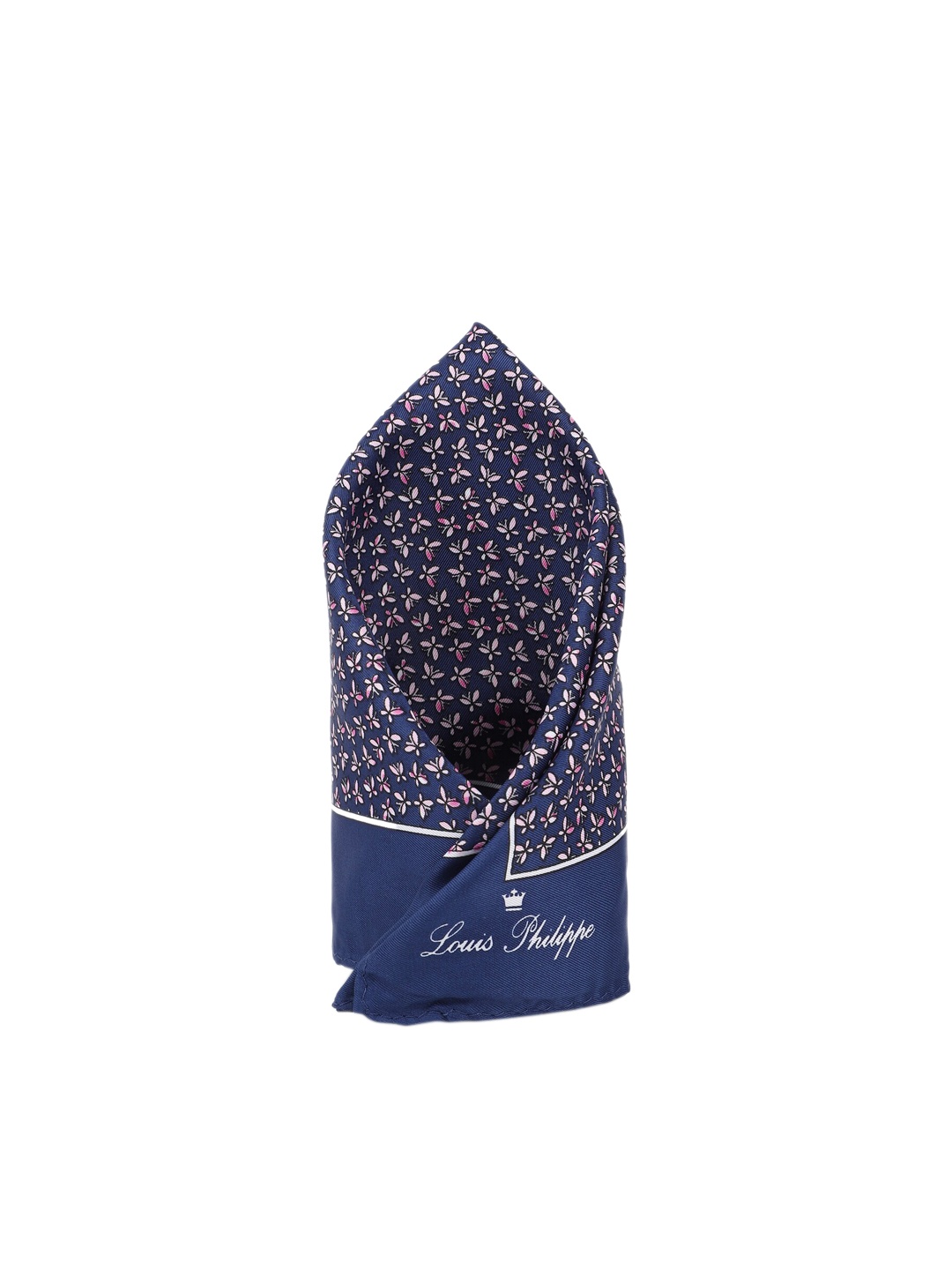 Louis Philippe Men Navy Blue Printed Pocket Square