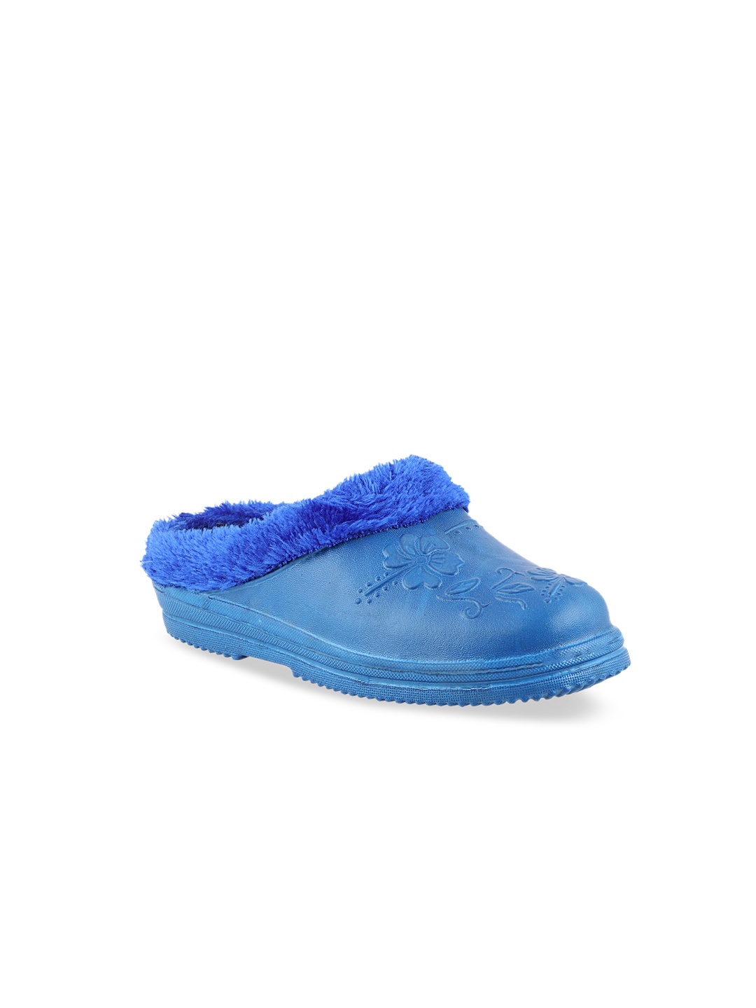 Shoetopia Women Blue Textured Slip-On Suede Sneakers