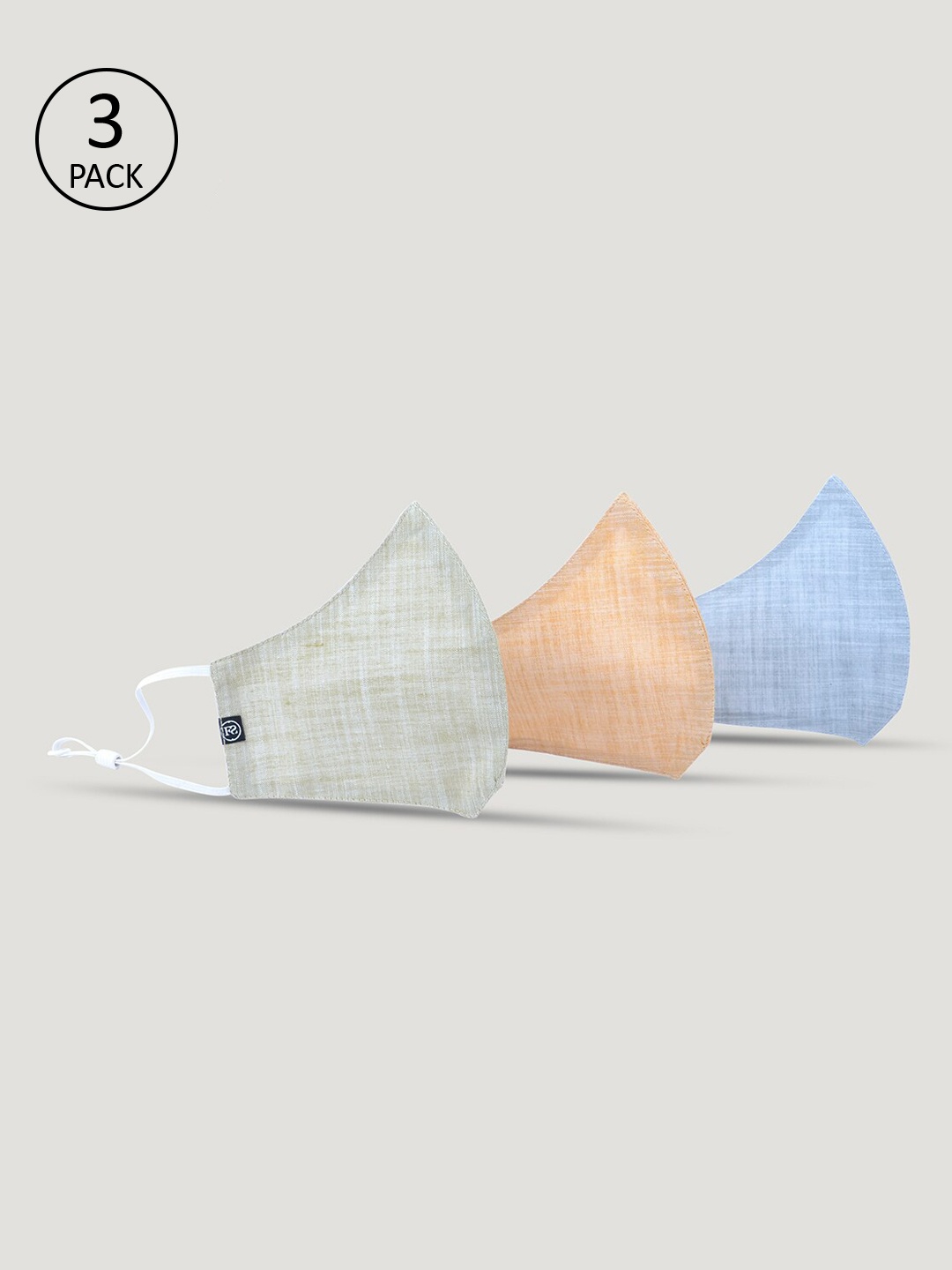 FableStreet Pack of 3 Pcs Grey & Orange Reusable 2-Ply Protective Outdoor Mask