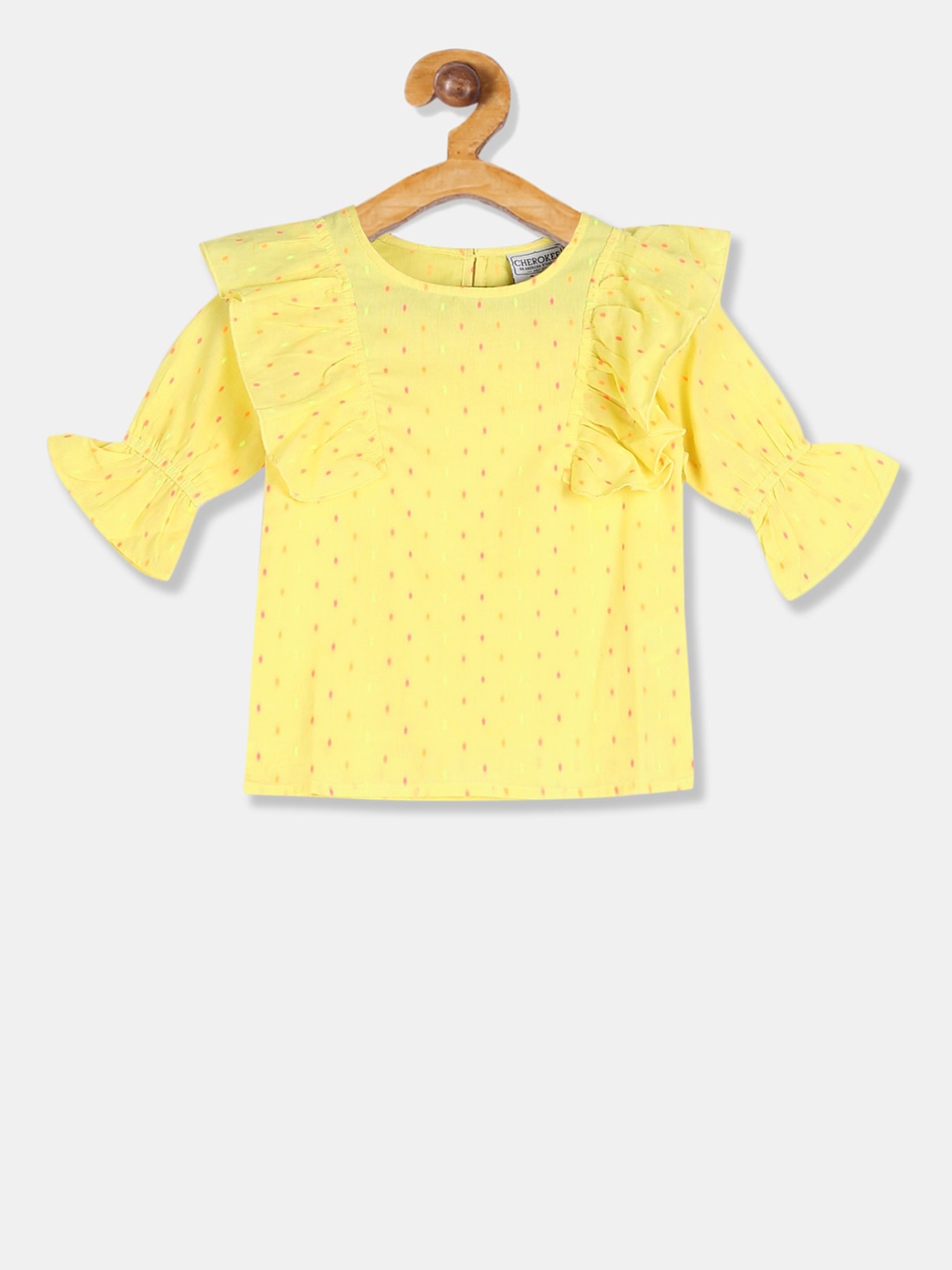 Cherokee Girls Yellow Printed Top