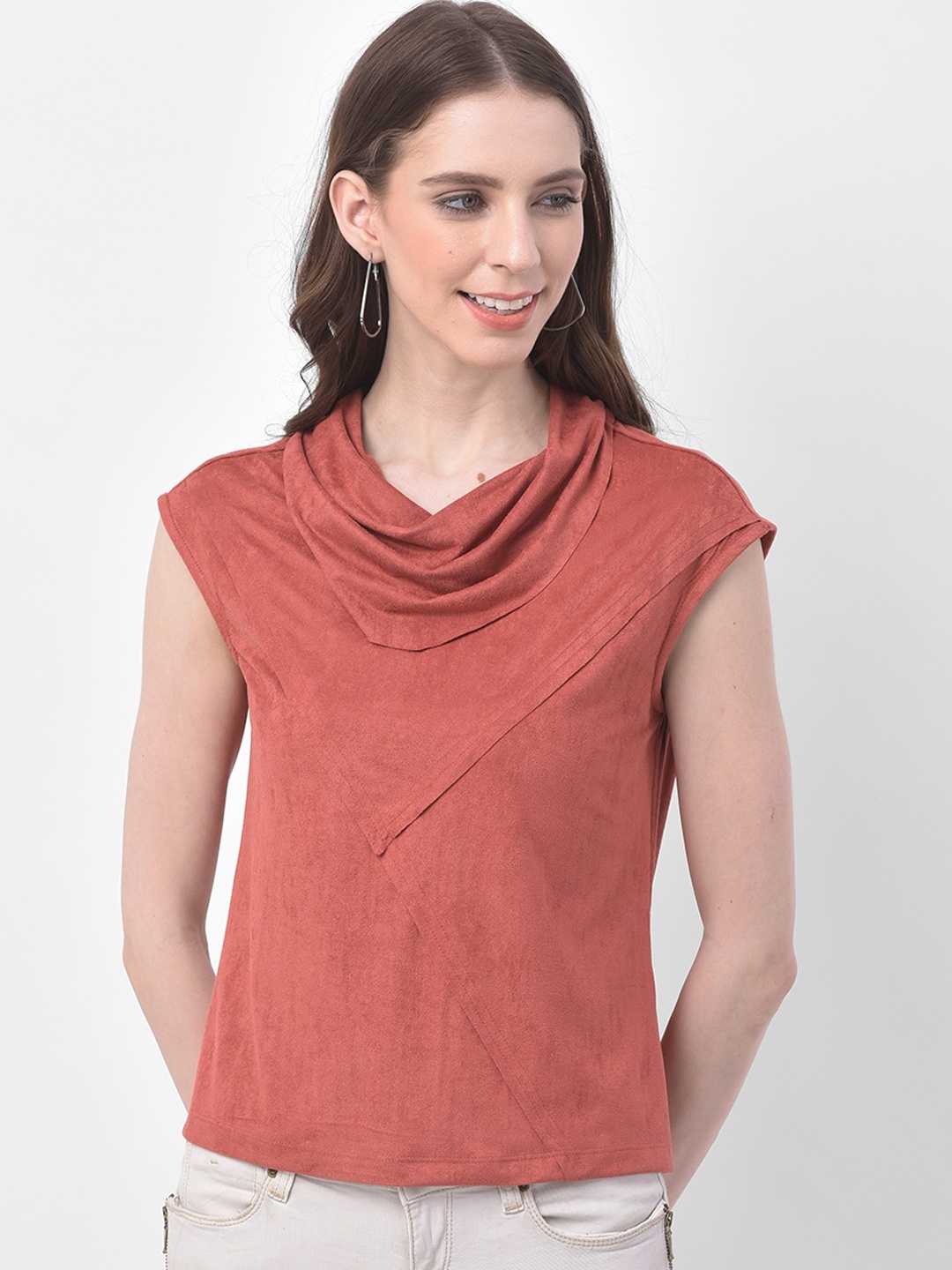 Latin Quarters Women Rust Brown Solid Top
