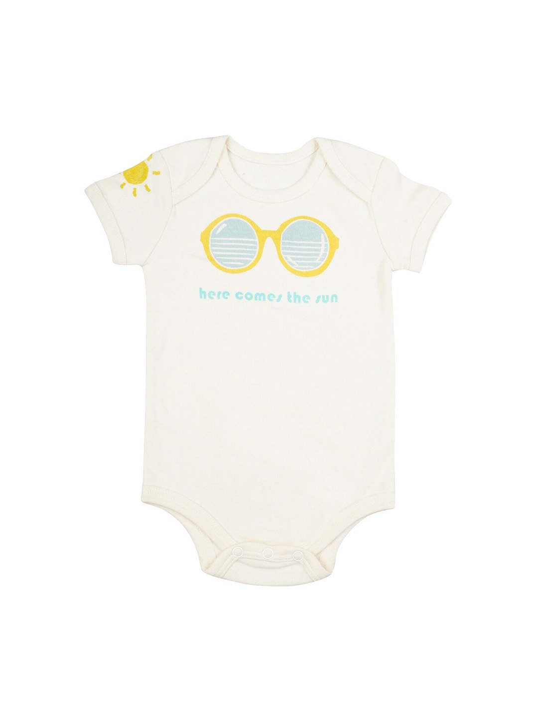 Nino Bambino Kids Cream Coloured Printed 100% Organic Cotton Bodysuit