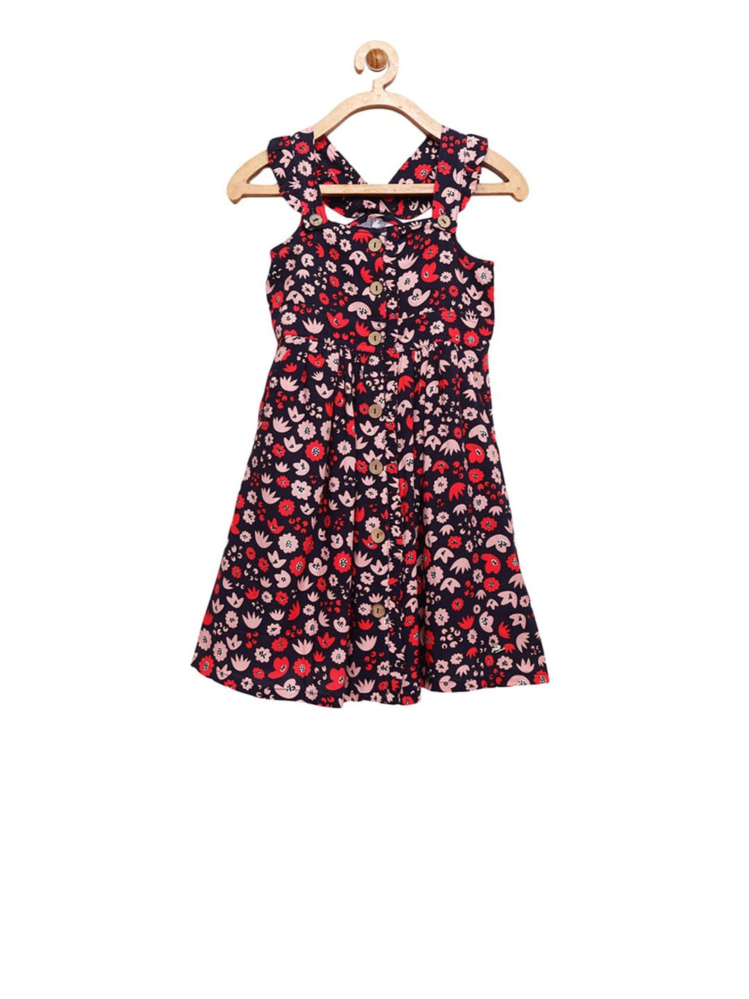 Cherry Crumble Girls Red Printed A-Line Dress