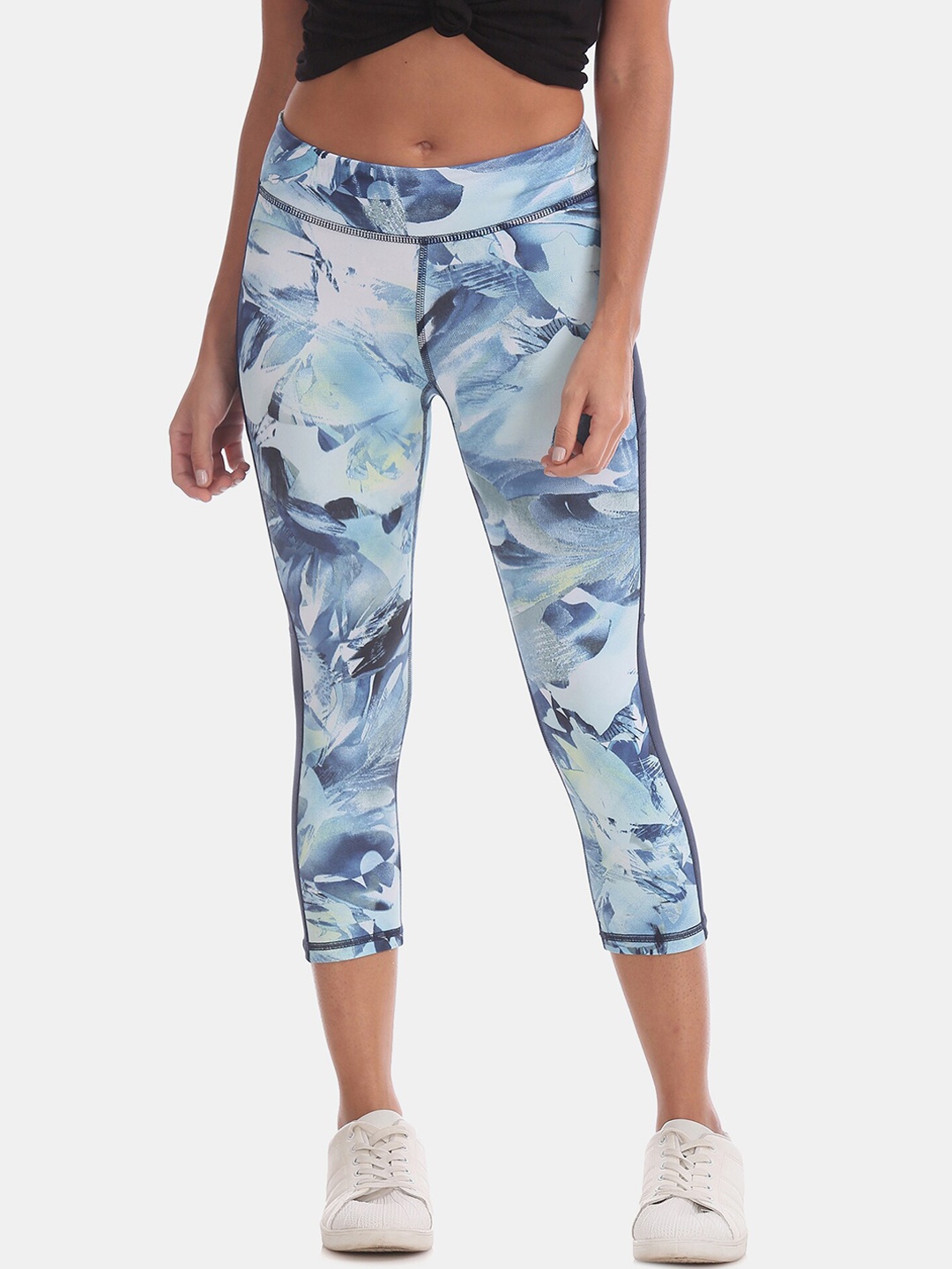 Aeropostale Women Blue Printed Three-Fourth Length Tights