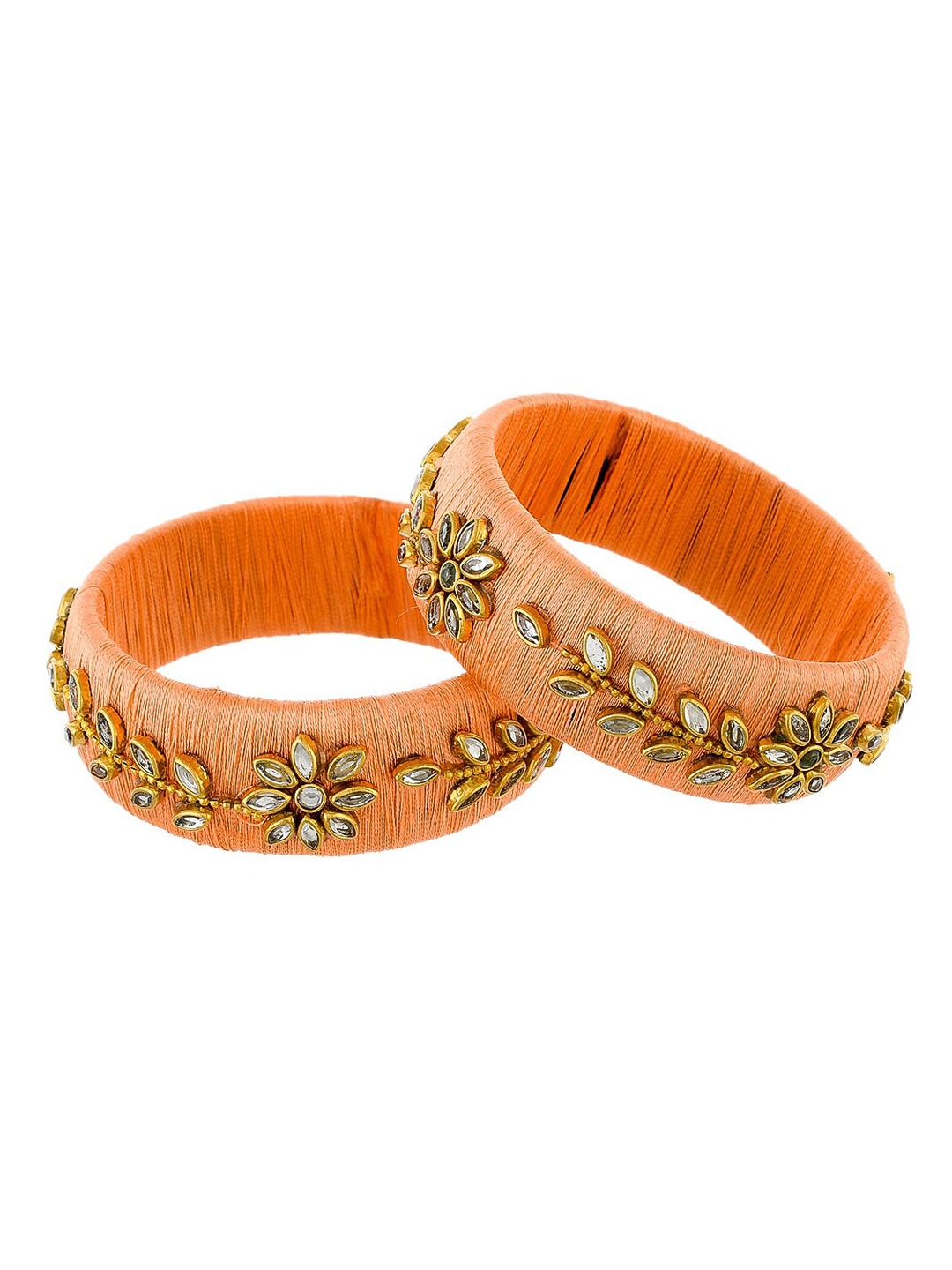 Silvermerc Designs Set of 2 Gold-Plated Peach & White Stone-Studded Handcrafted Bangles
Silvermerc Designs Set of 2 Gold-Plated Peach & White Stone-Studded Handcrafted Bangles