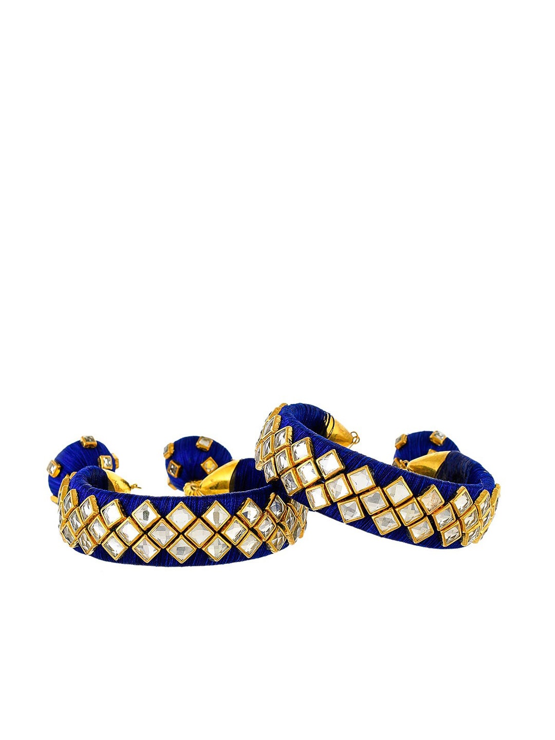 Silvermerc Designs Set Of 2 Gold-Plated Blue & White Stone-Studded Handcrafted Bangles
Silvermerc Designs Set Of 2 Gold-Plated Blue & White Stone-Studded Handcrafted Bangles