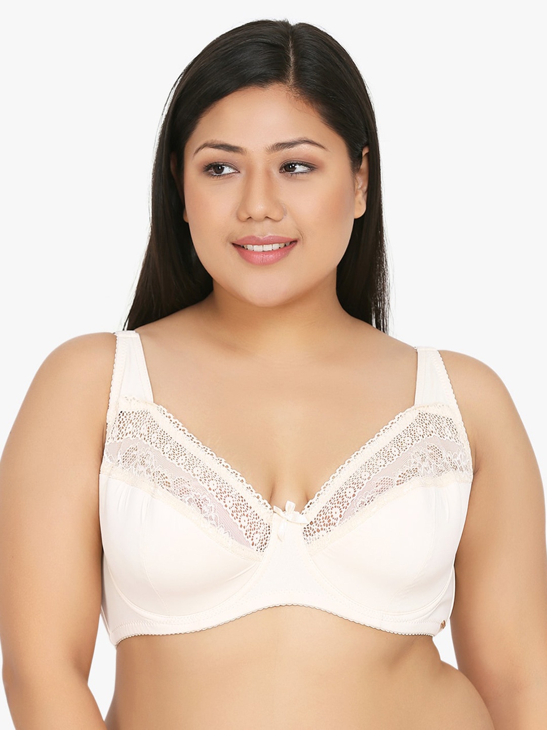 Curvy Love Plus Size Beige Solid Lightly Padded Plunge Bra CL-15 BEIGE-C20