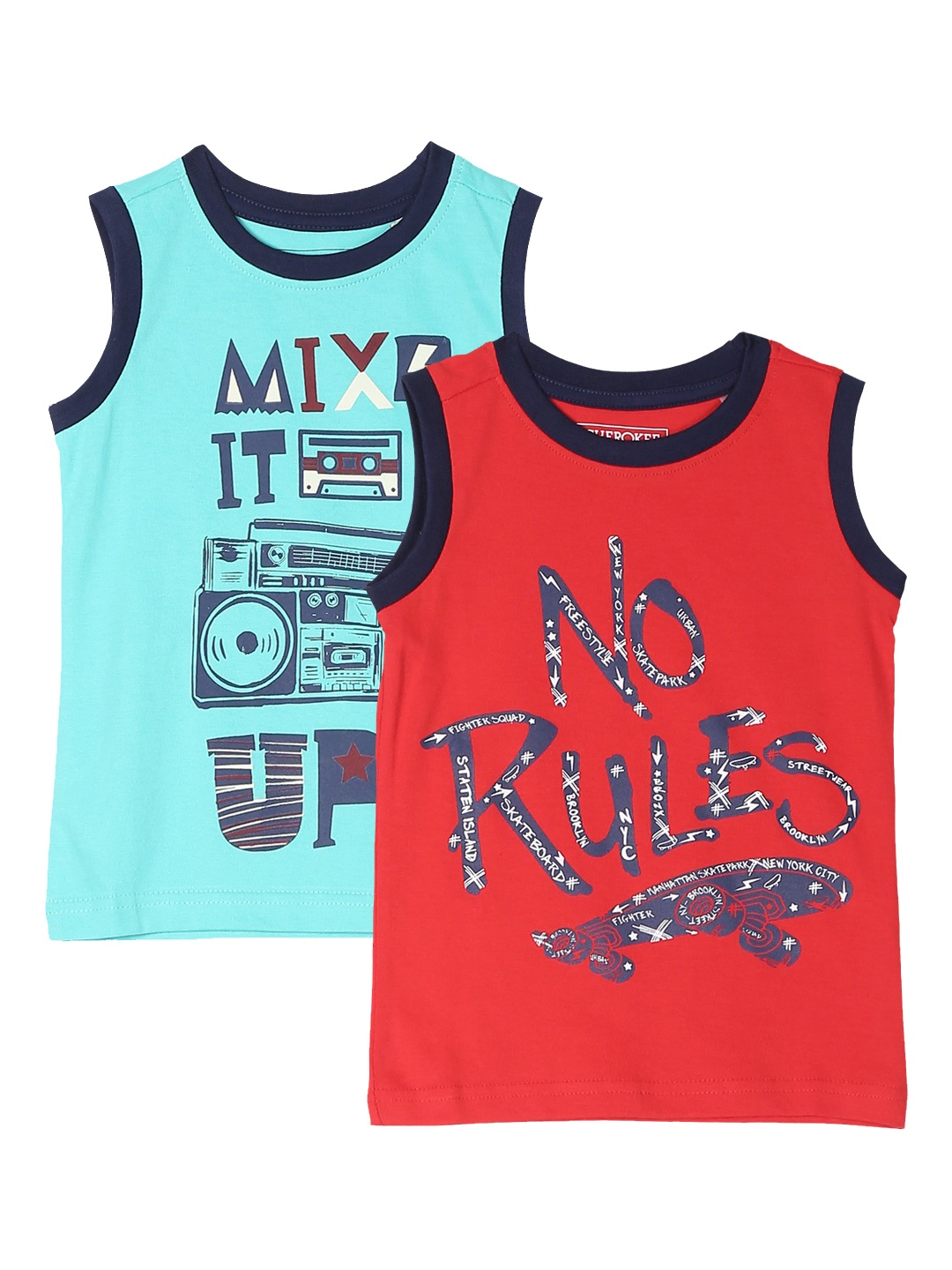 Cherokee Boys Pack of 2 Blue & Red Printed Round Neck T-shirt
