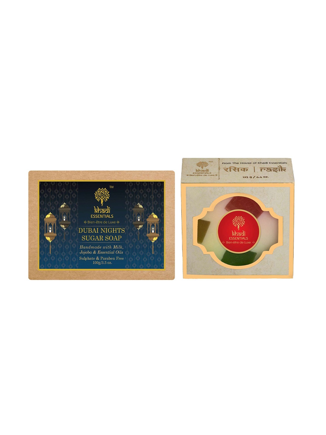KHADI ESSENTIALS Unisex Set of 2 Rasik Fruit Bath Bar 125g & Dubai Nights Sugar Soap 100g, Pink
KHADI ESSENTIALS Unisex Set of 2 Rasik Fruit Bath Bar 125g & Dubai Nights Sugar Soap 100g, Pink