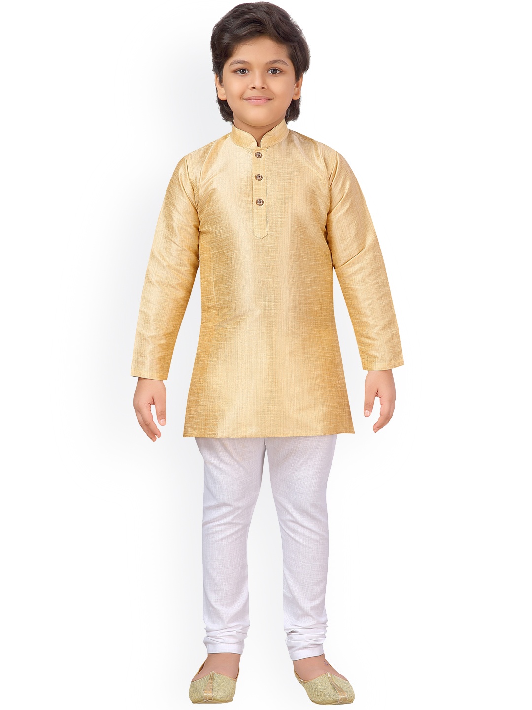Aj DEZInES Boys Beige & White Solid Kurta with Pyjamas