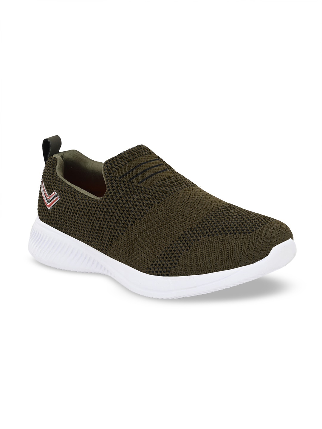 Yuuki Men Olive Green Mesh Mid-Top Walking Shoes