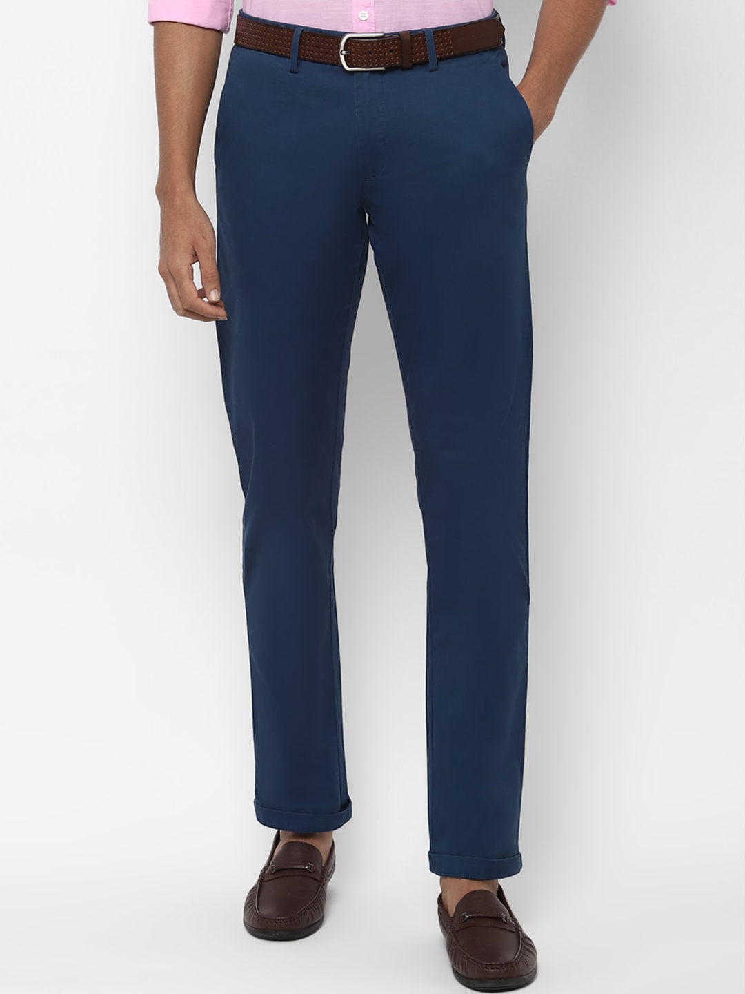 Allen Solly Men Blue Slim Fit Solid Regular Trousers