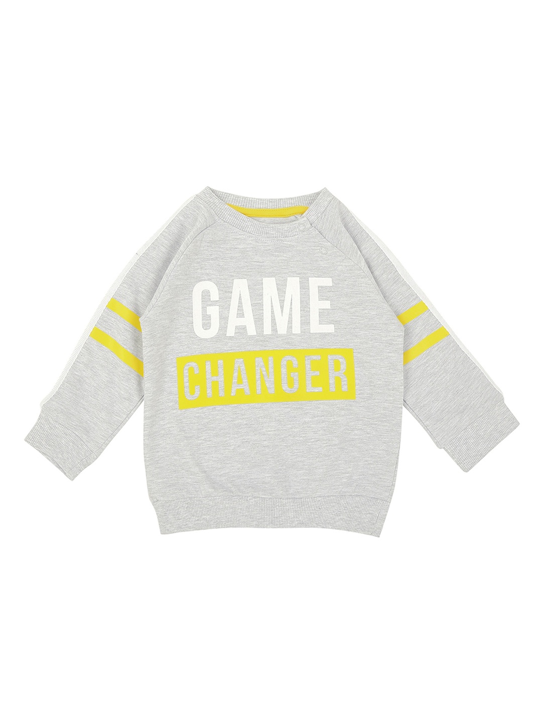 Pantaloons Baby Boys Grey Melange Printed Sweatshirt