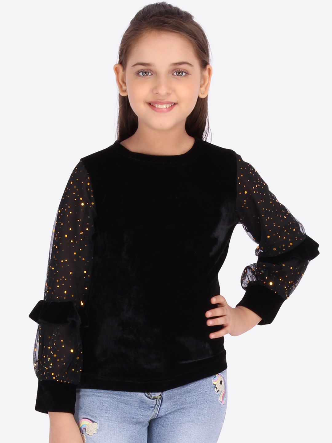 CUTECUMBER Girls Black Solid Top
