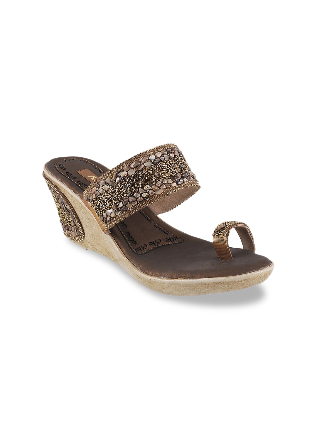 Metro Women Gold-Toned Embellished Heels