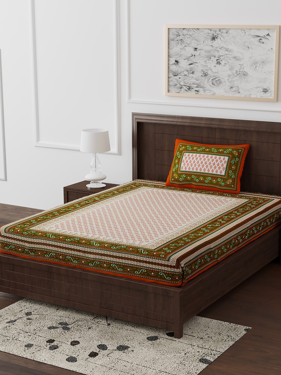 Gulaab Jaipur Orange & White Ethnic Motifs 250 TC Cotton 1 Single Bedsheet with 1 Pillow Covers
Gulaab Jaipur Orange & White Ethnic Motifs 250 TC Cotton 1 Single Bedsheet with 1 Pillow Covers