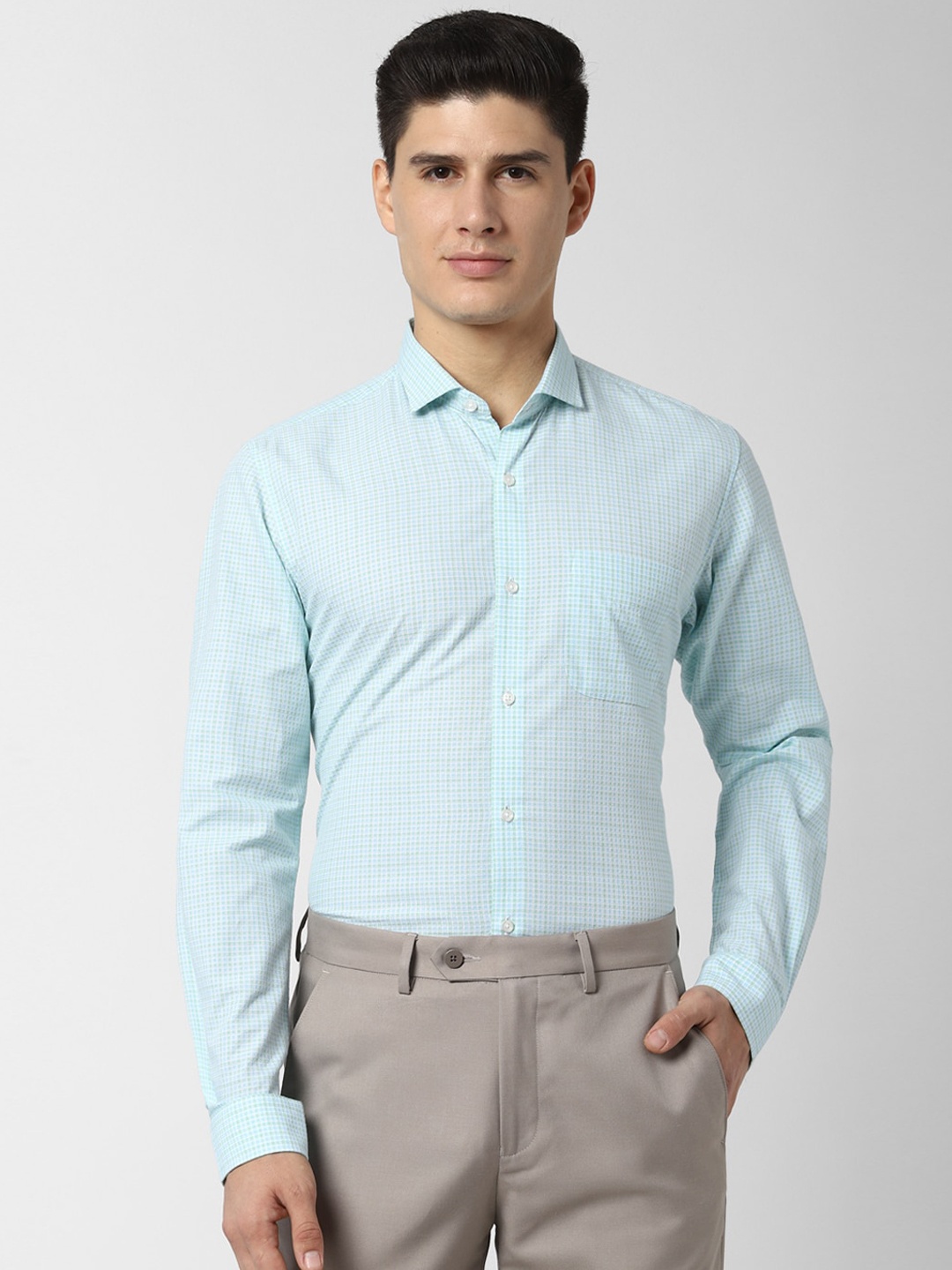 Peter England Men Blue Slim Fit Printed Formal Shirt