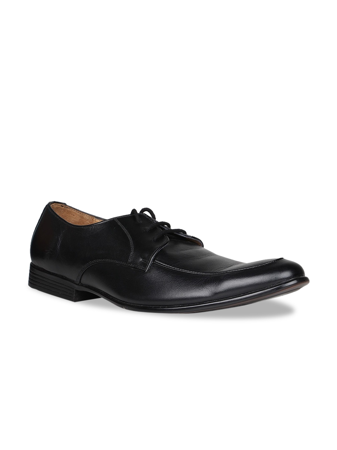 Regal Men Black Solid Leather Formal Derbys