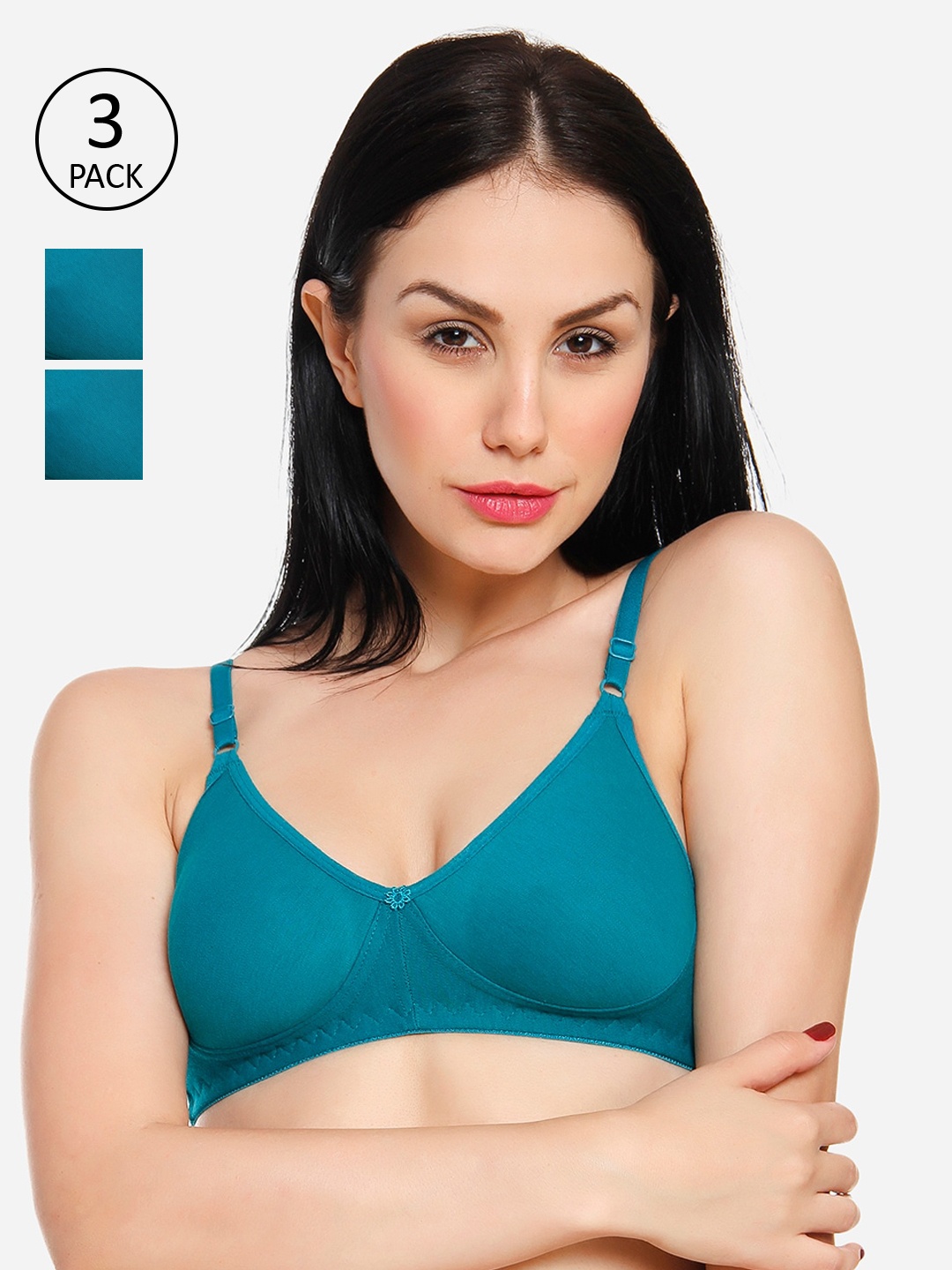 Innocence Women Pack of 3 Turquoise Blue Solid Non-Padded Wireless T-shirt Bra BBAPLIN90801_28B
Innocence Women Pack of 3 Turquoise Blue Solid Non-Padded Wireless T-shirt Bra BBAPLIN90801_28B