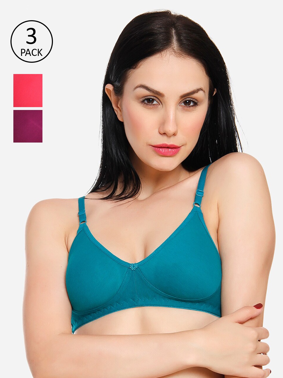 Innocence Women Pack of 3 Solid Non-Padded Wireless T-shirt Bra BBAPLIN90805_30B, Turquoise blue
Innocence Women Pack of 3 Solid Non-Padded Wireless T-shirt Bra BBAPLIN90805_30B, Turquoise blue