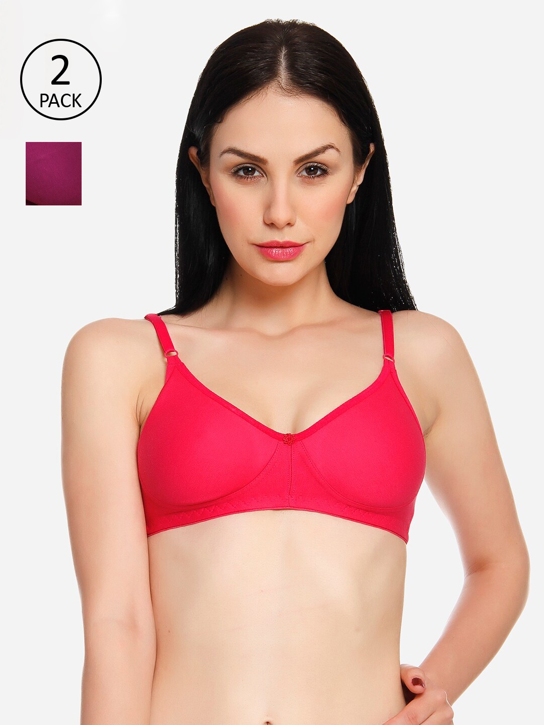 Innocence Women Pack of 2 Solid Non-Padded Wireless T-shirt Bra BBAPLIN90784_44B, Purple
Innocence Women Pack of 2 Solid Non-Padded Wireless T-shirt Bra BBAPLIN90784_44B, Purple