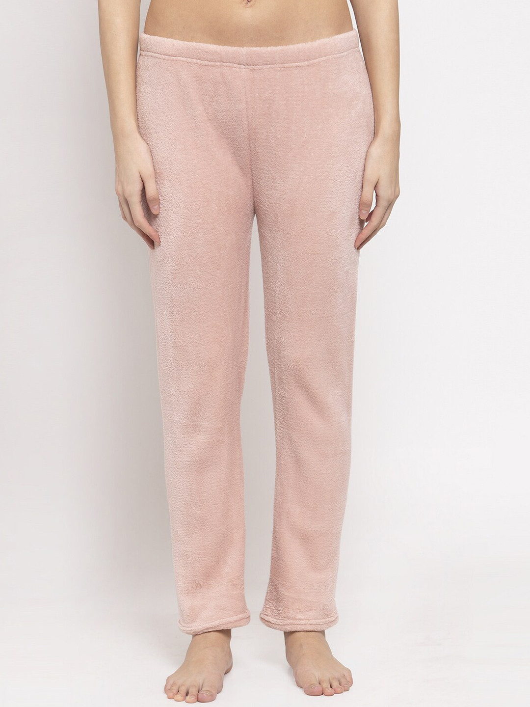 NEUDIS Women Peach-Coloured Solid Fleece Lounge Pants 
NEUDIS Women Peach-Coloured Solid Fleece Lounge Pants