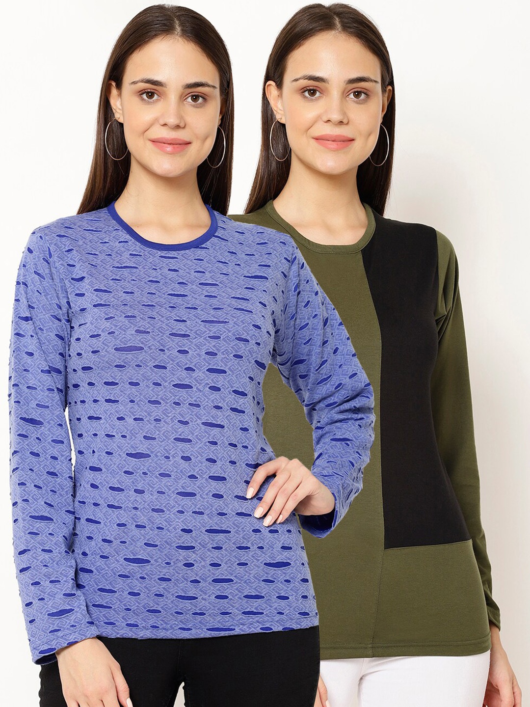 VIMAL JONNEY Women Multicoloured Solid Hood T-shirt, Multi