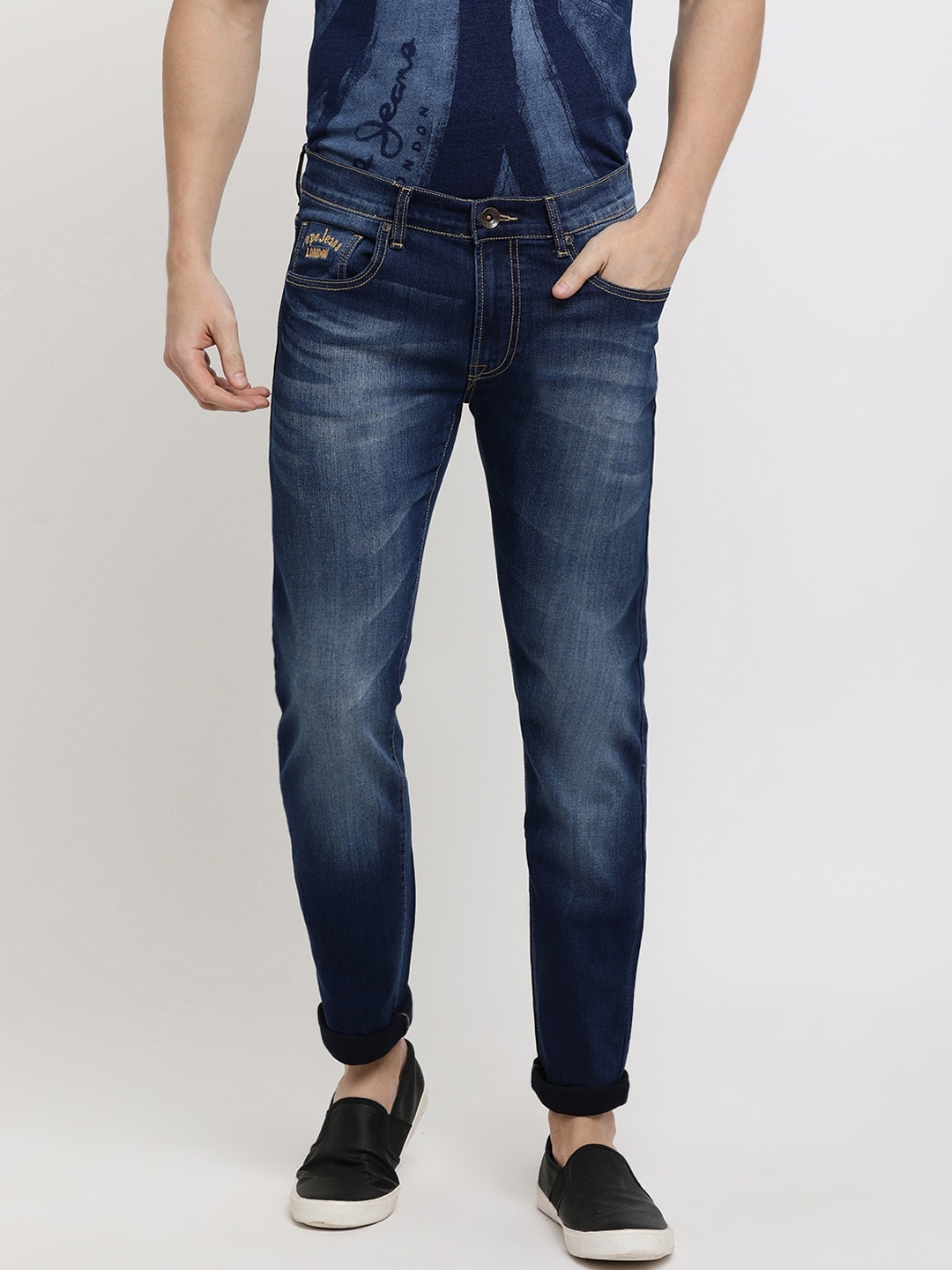 Pepe Jeans Men Blue Slim Fit Mid-Rise Clean Look Jeans