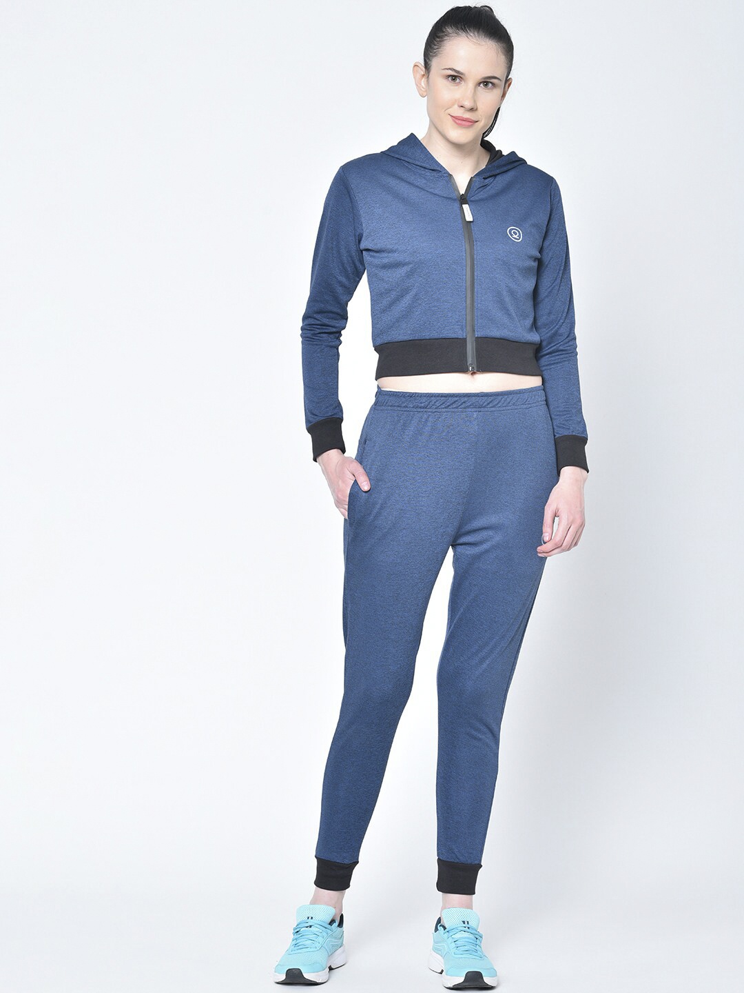 Chkokko Women Blue Solid Tracksuit