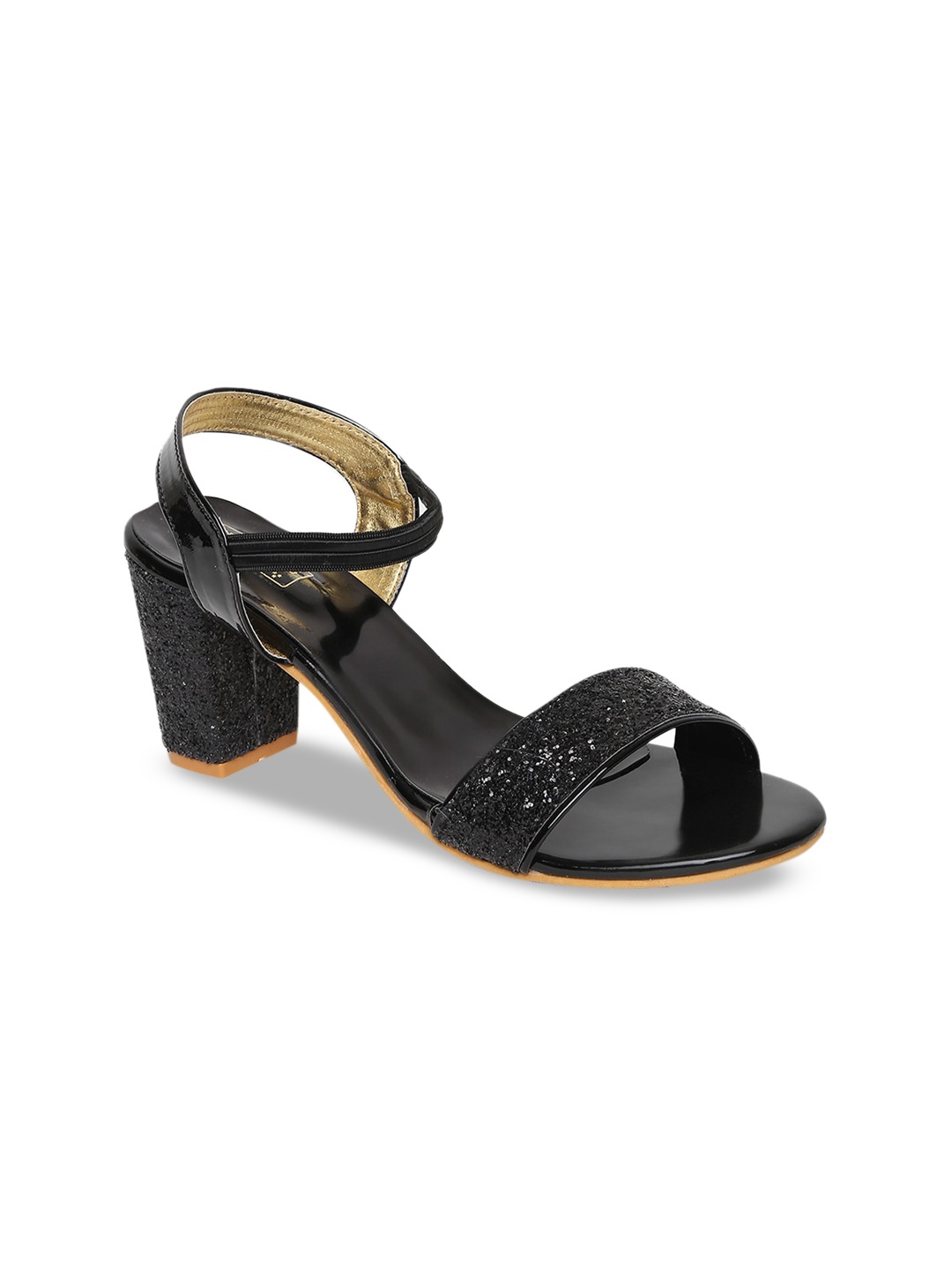 LONDON STEPS Women Black Solid Sandals