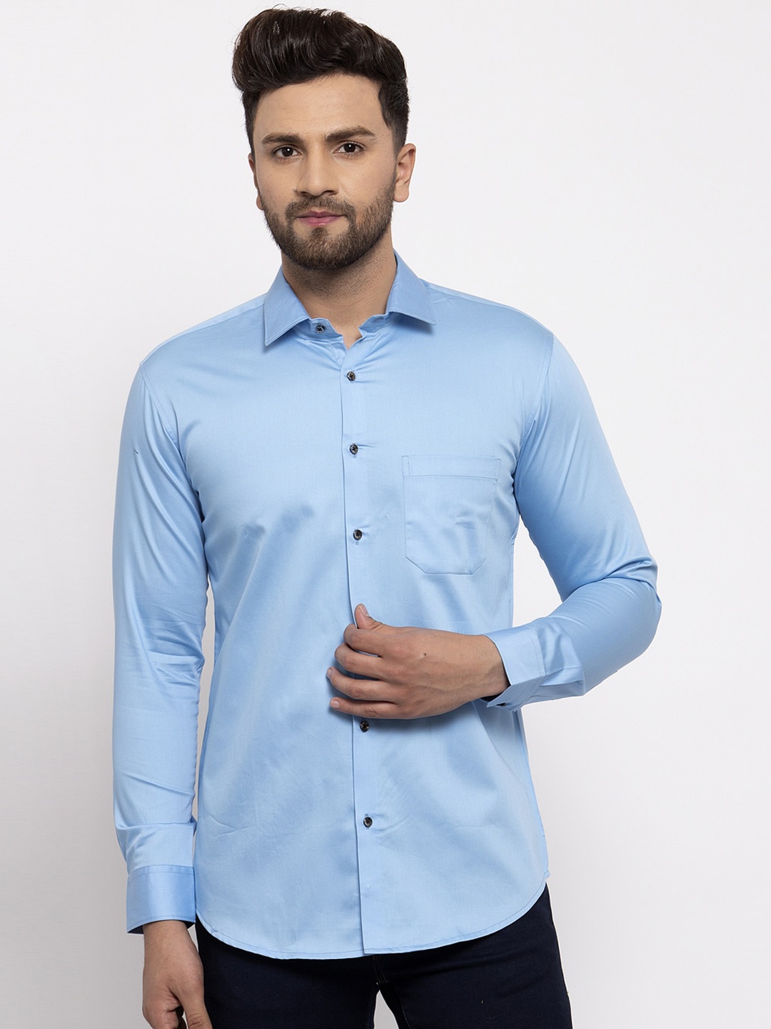 JAINISH Men Blue Regular Fit Solid Casual Shirt