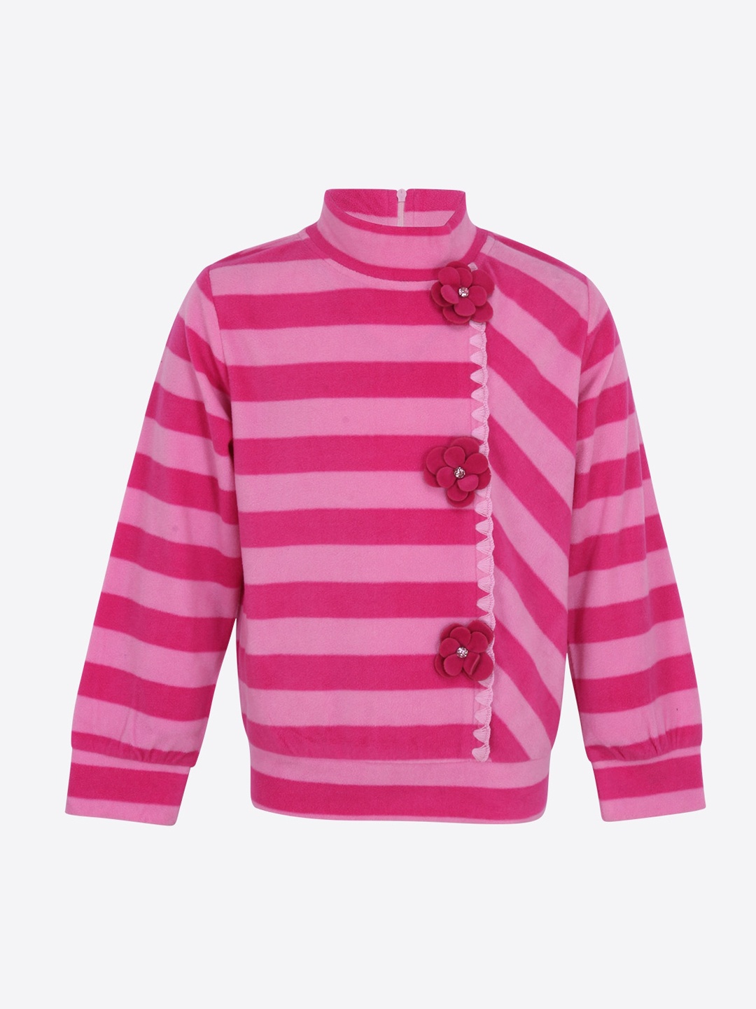 CUTECUMBER Girls Pink Striped Sweatshirt