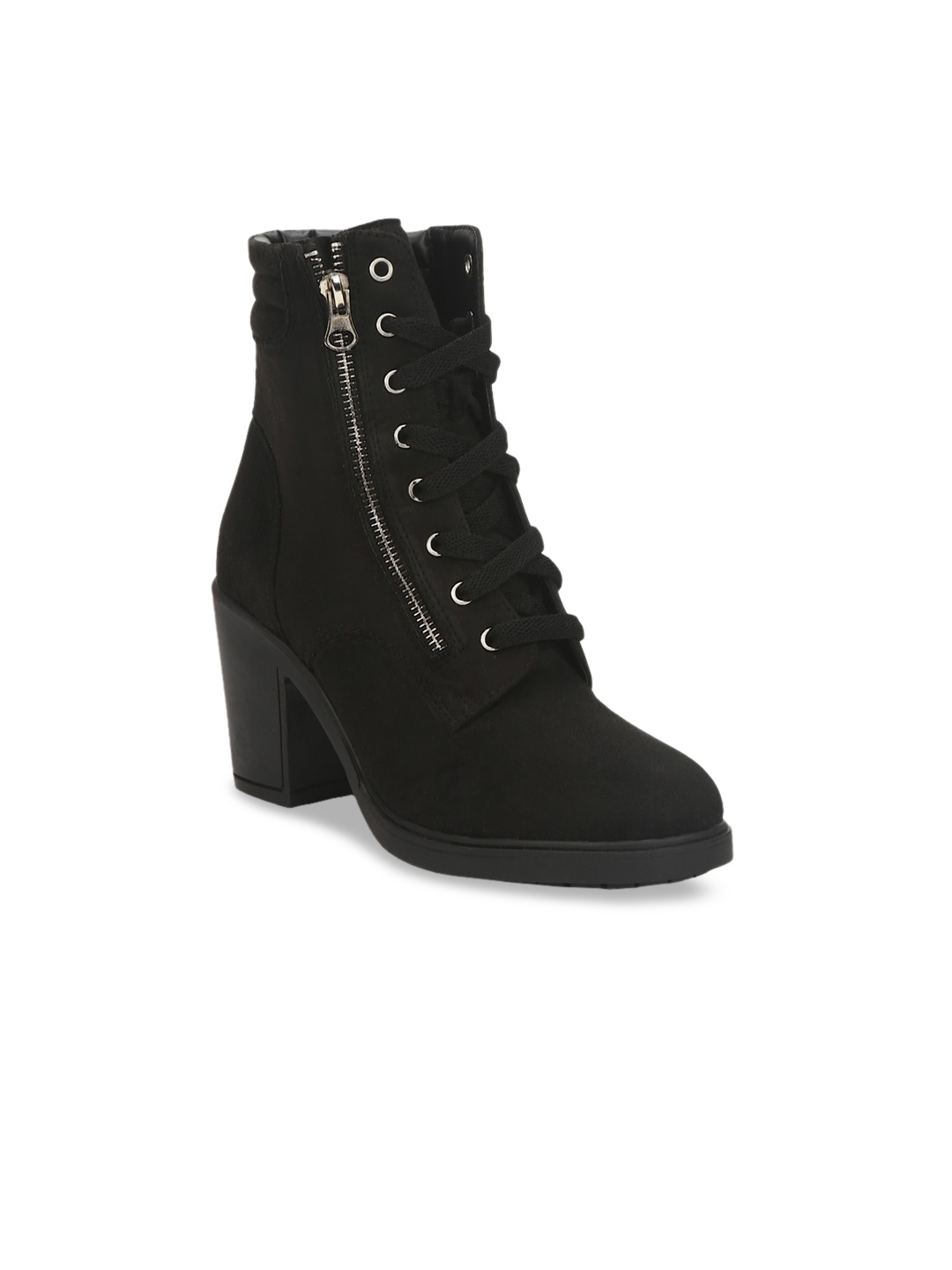 Truffle Collection Women Black Solid Heeled Boots