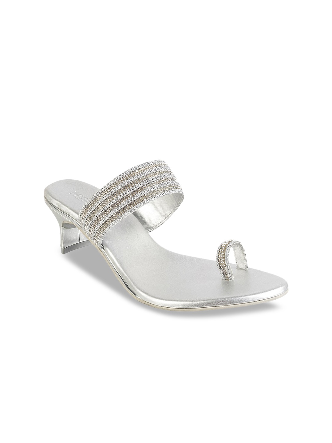 Metro Women Silver-Toned Embellished Sandals