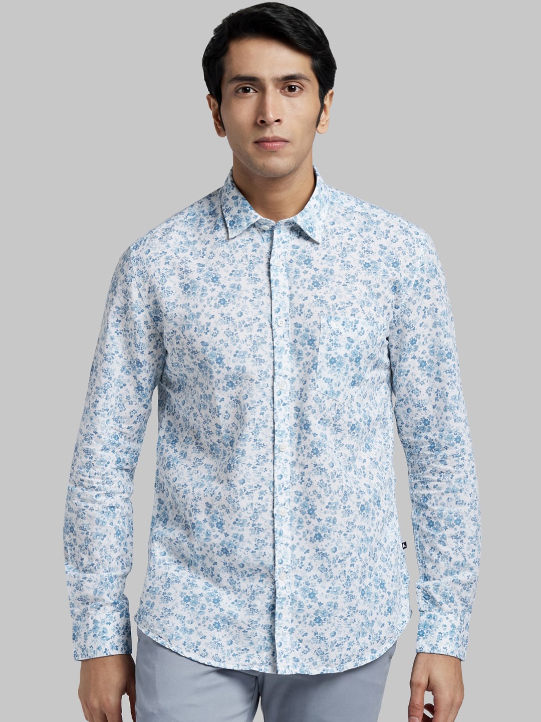 Parx Men Blue Slim Fit Printed Casual Shirt