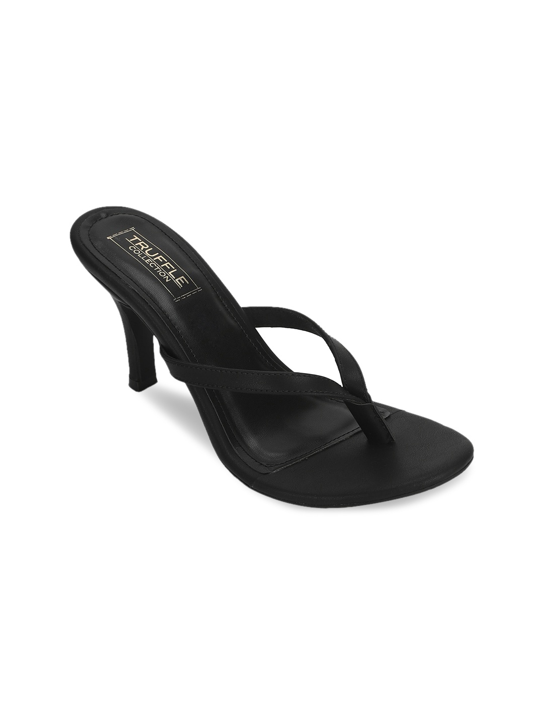 Truffle Collection Women Black Solid Slim Heels