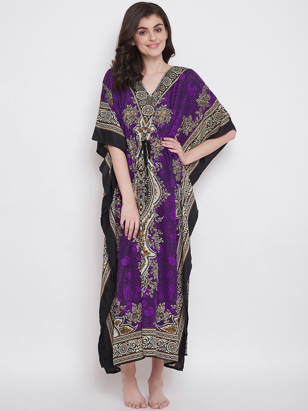 Clovia Women Purple & White Floral Printed Long Kaftan Style Nightdress NS0865P15M/L
Clovia Women Purple & White Floral Printed Long Kaftan Style Nightdress NS0865P15M/L