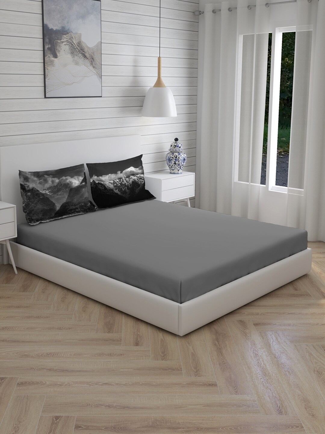 Boutique Living India Grey Solid 200 TC Cotton 1 King Bedsheet with 2 Pillow Covers
Boutique Living India Grey Solid 200 TC Cotton 1 King Bedsheet with 2 Pillow Covers