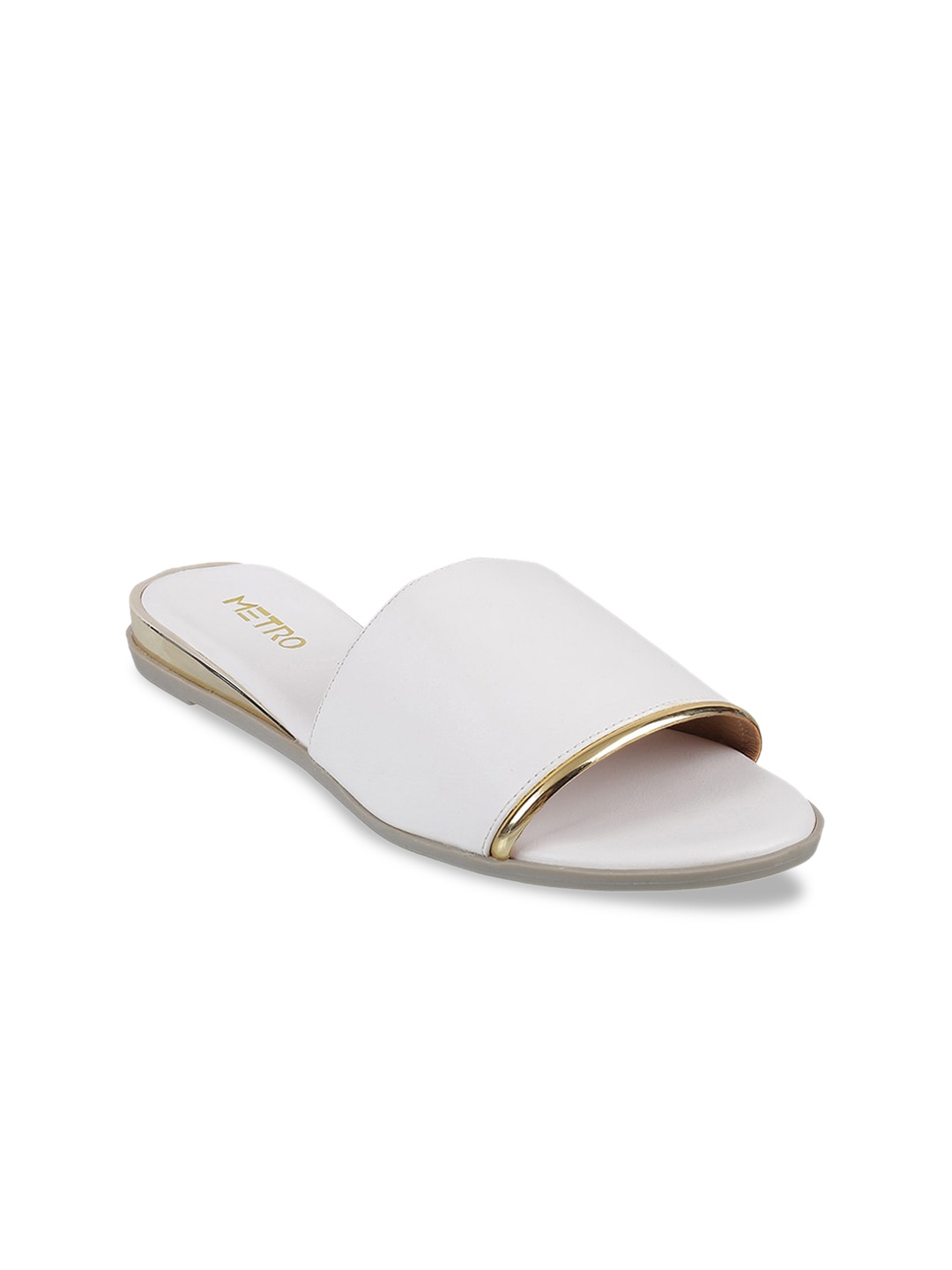 Metro Women White Solid Open Toe Flats