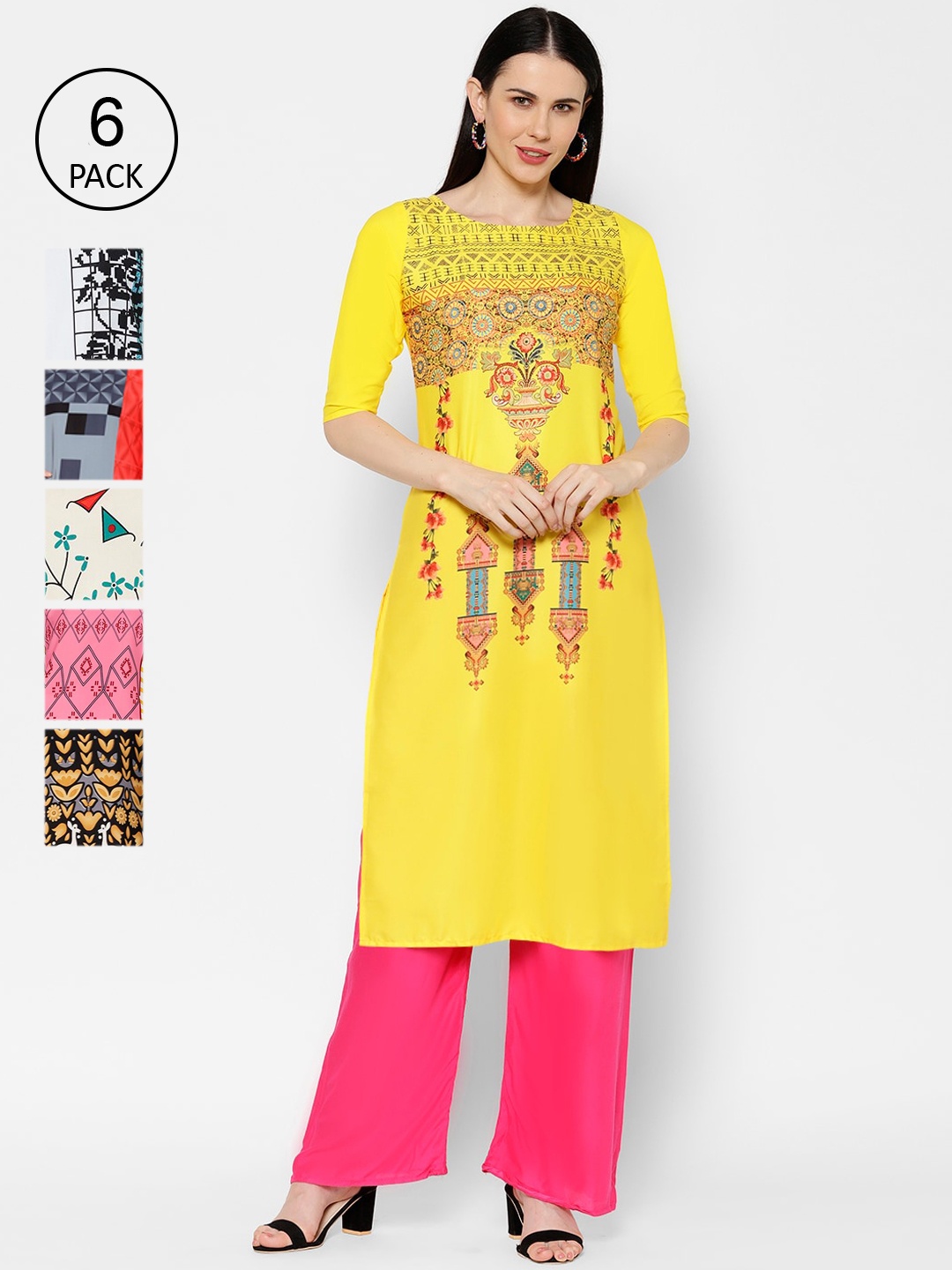 7Threads Women Multicoloured Embroidered Straight Kurta, Multi
